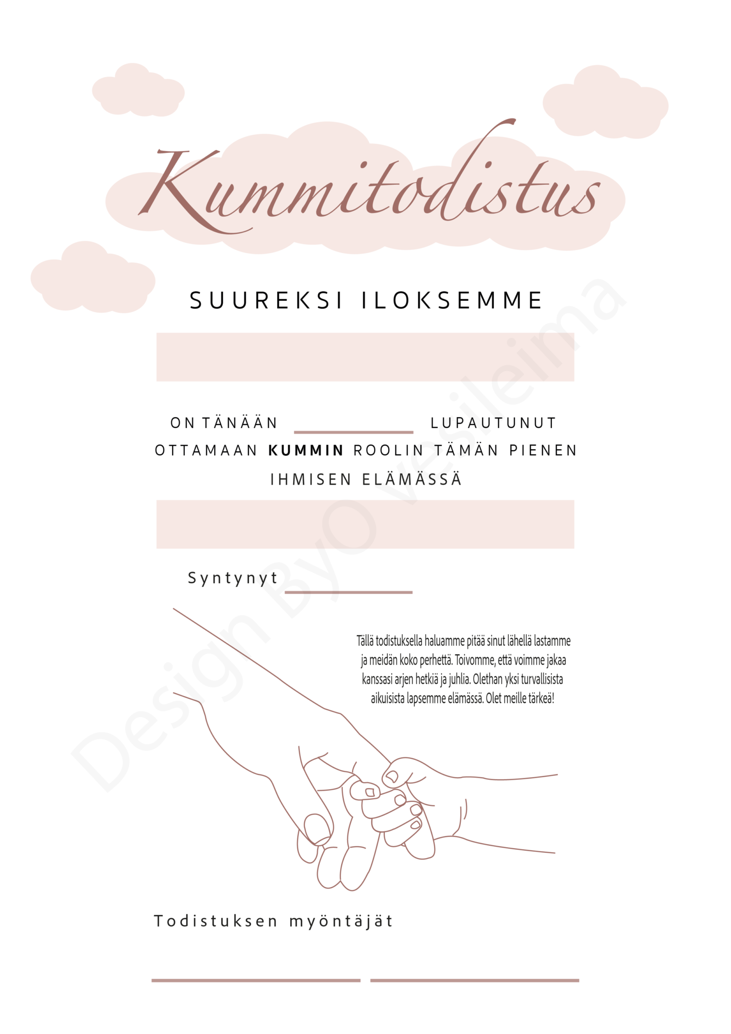 Itse Tulostettava Kummitodistus A4 K det