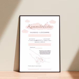 Kummitodistus A4 - Kädet pun - Itse tulostettava - Design ByO