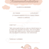 Kummitodistus A4 - Peach norsut - Itse tulostettava - Design ByO