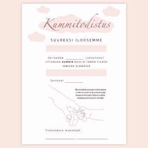 Kummitodistus A4 - Kädet Pun - Itse tulostettava - Design ByO