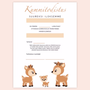 Kummitodistus A4 - Peurat - Itse tulostettava