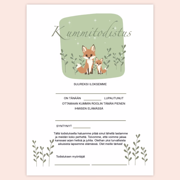 Kummitodistus A4 - Ketut - Itse tulostettava - Design ByO