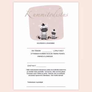Kummitodistus A4 - Seeprat - Itse tulostettava - Design ByO