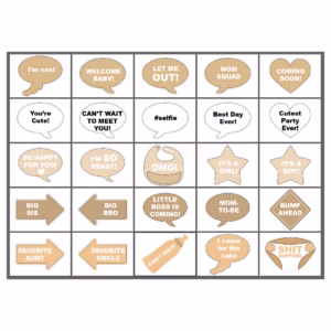 Tulostettavat puhekuplat vauvajuhliin - BEIGE
