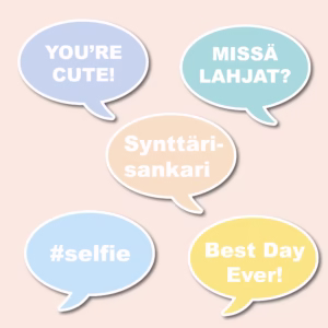 Tulostettavat puhekuplat | SYNTYMÄPÄIVÄT | Photo Booth -kyltit PDF | Pastelli