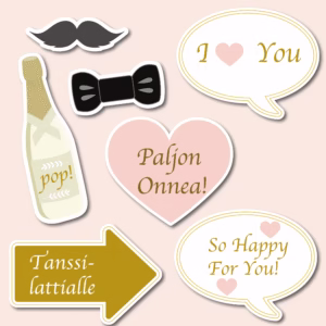 Tulostettavat puhekuplat häihin | Photo Booth -kyltit PDF | PRETTY