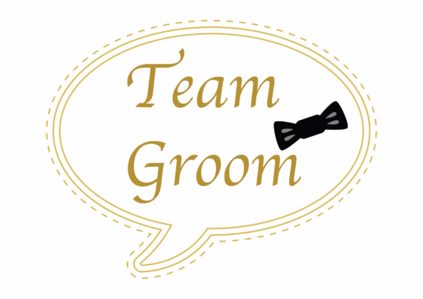 Photo booth-rekvisiitta puhekuplat - PRETTY-team groom