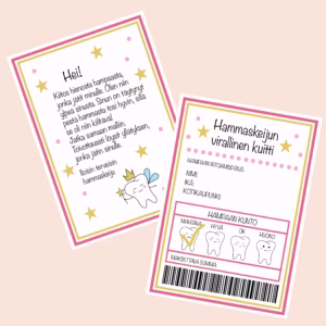 Postia hammaskeijulta - Pinkki - kirje ja kuitti - Design ByO