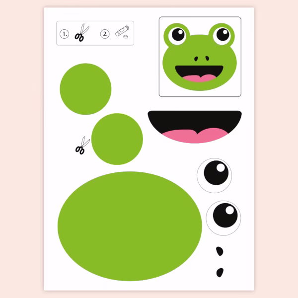 Eläinaskarteluita - Rakenna eläinhahmot palasista - Tulostettava - PDF - Image 2