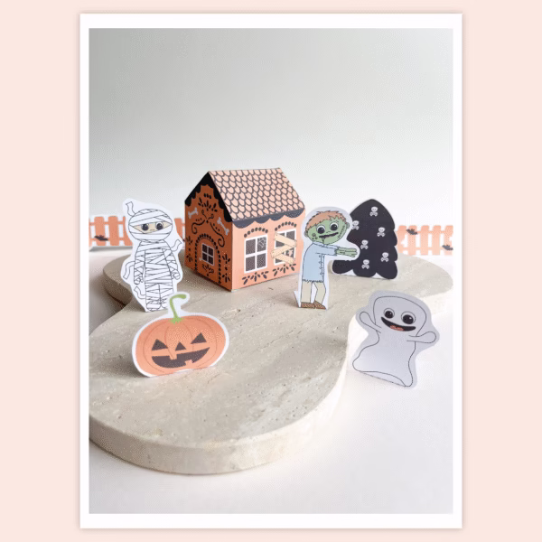 Tulostettava askartelusetti lapsille – Halloween-kylä - Image 5