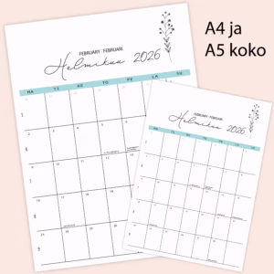 RUUDUKKO seinäkalenteri 2026 Pastelli A4 ja A5 koko