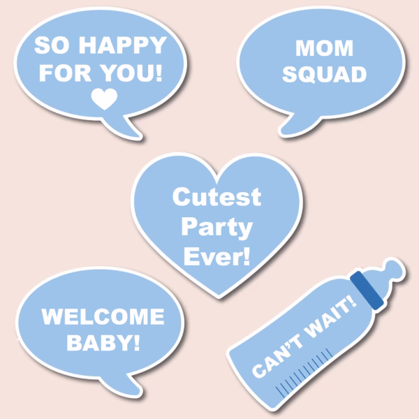 Baby shower photo booth puhekuplat vaaleansininen - pdf