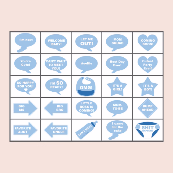 Baby shower photo booth puhekuplat vaaleansininen