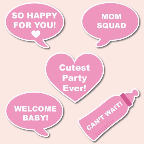 Baby shower photobooth puhekuplat vaaleanpunainen