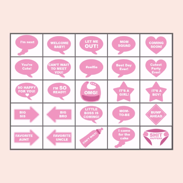 Baby shower photobooth puhekuplat vaaleanpunainen