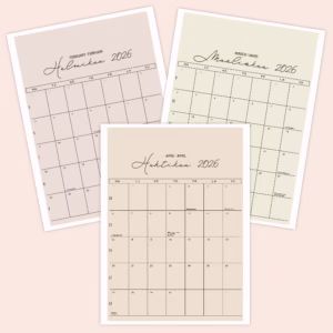 RUUDUKKO seinäkalenteri 2026 RAUHA-helmikuu maaliskuu huhtikuu