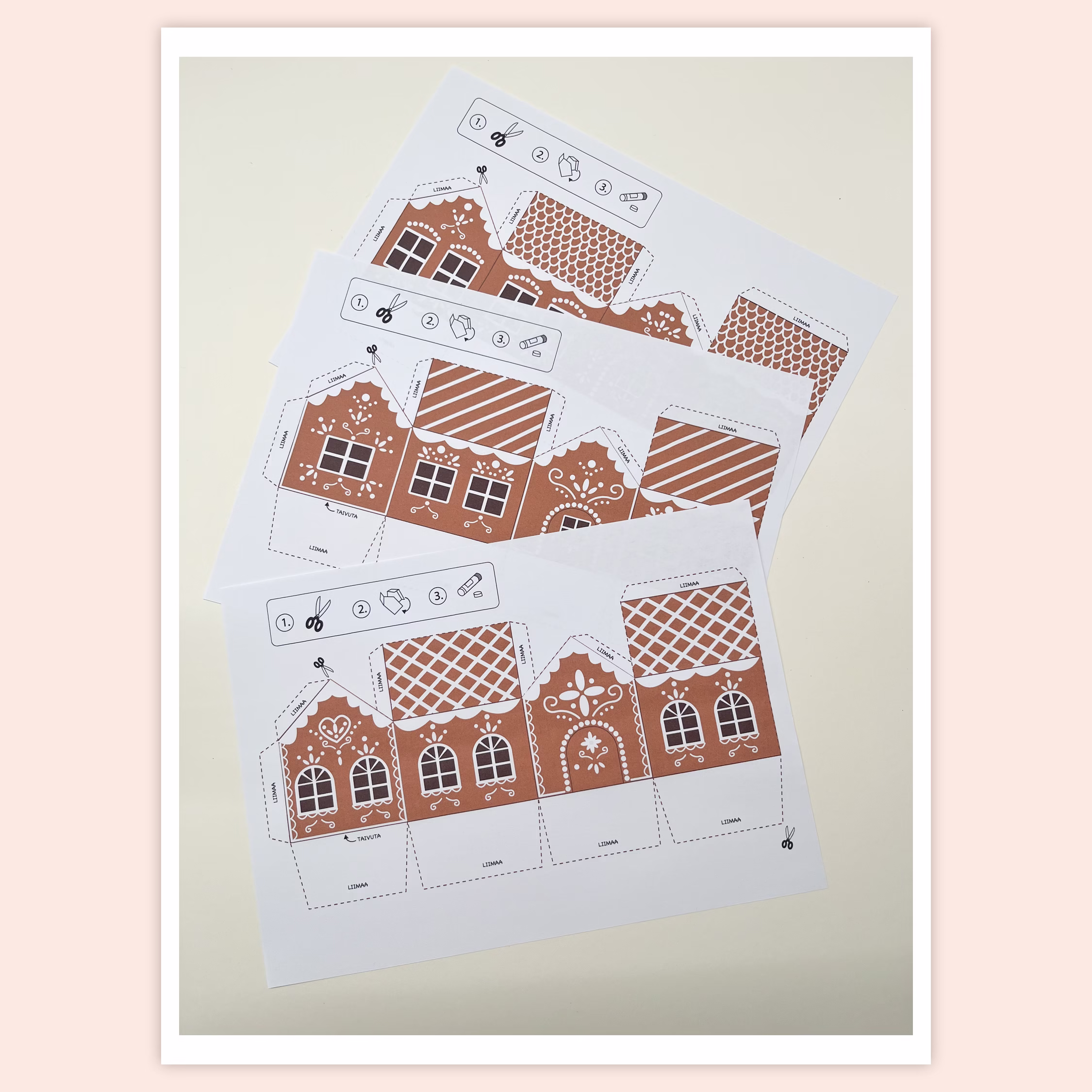 Tulostettava askartelusetti lapsille – PIPARKAKKUTALOT - Image 2