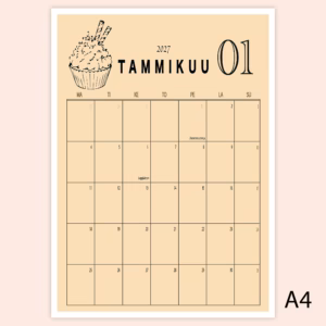 Seinäkalenteri A4 pysty Ruudukko CUPCAKE BEIGE